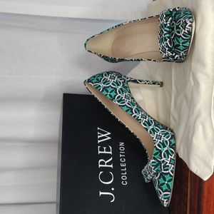 J. Crew Collection Size 9 Everly Printed Pumps Navy Green Beige FULL SET